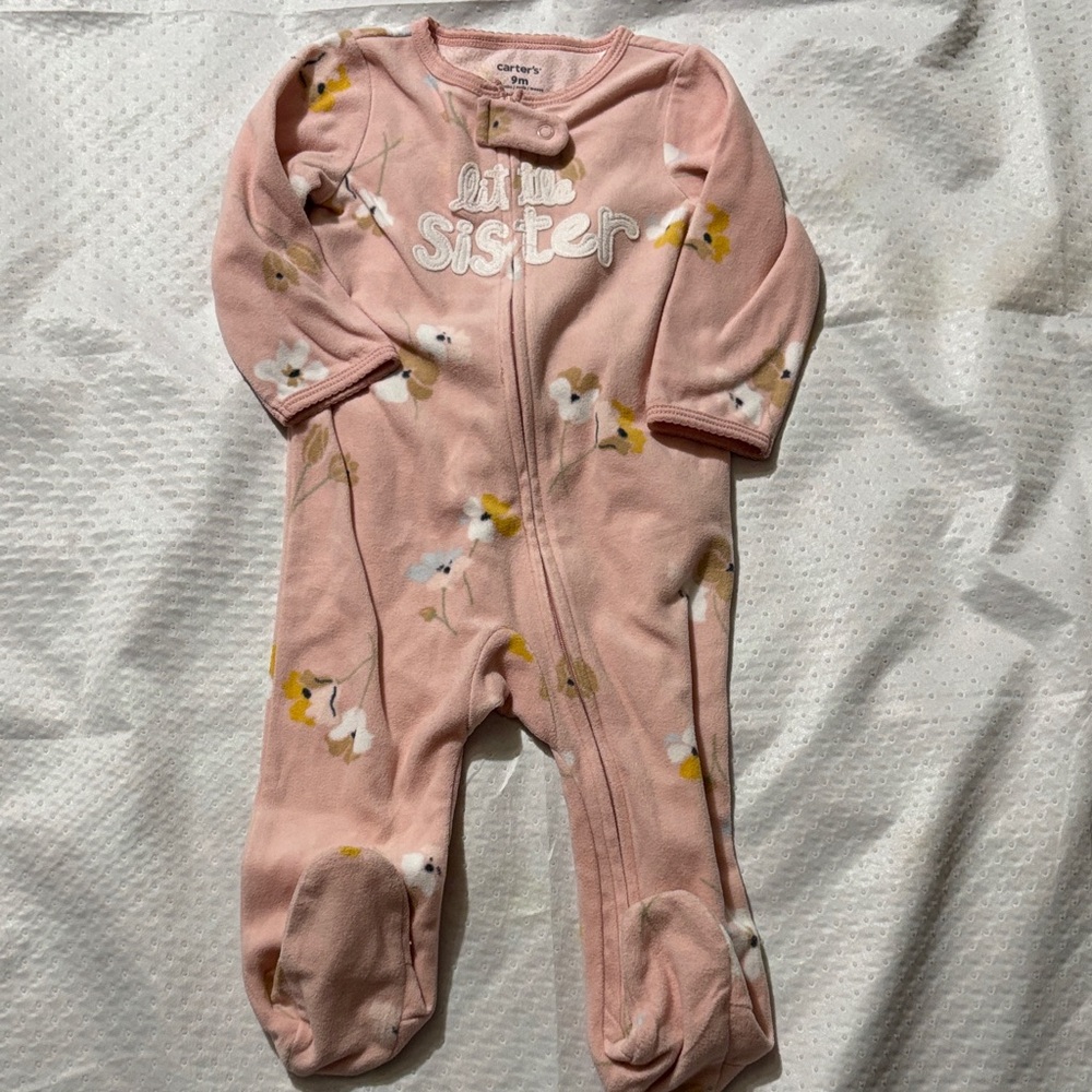 Carter's Pink Floral 'Little Sister' Footie